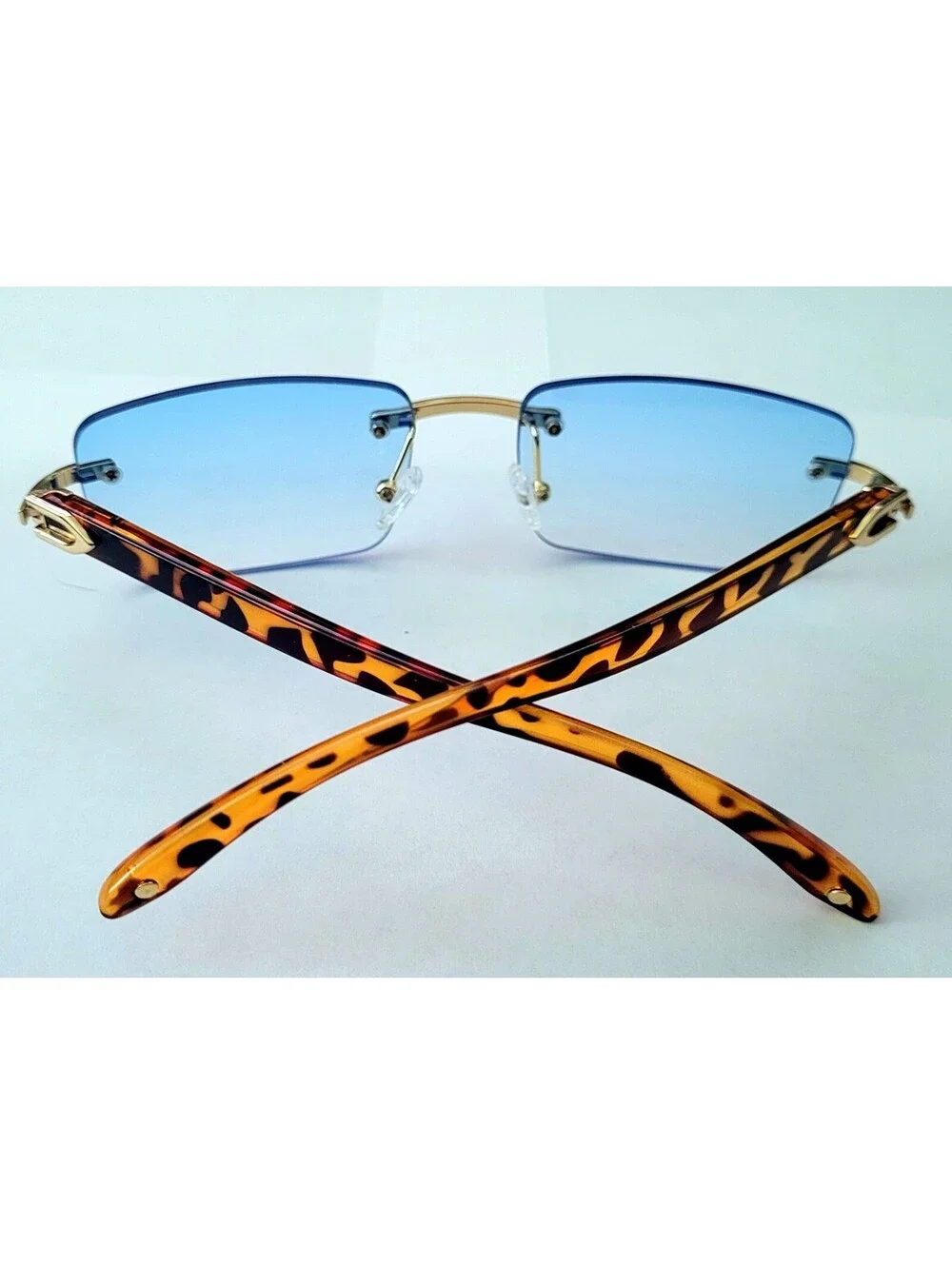 Piccadilly Gold Blue Horn Decor Gradient Designer Sunglasses